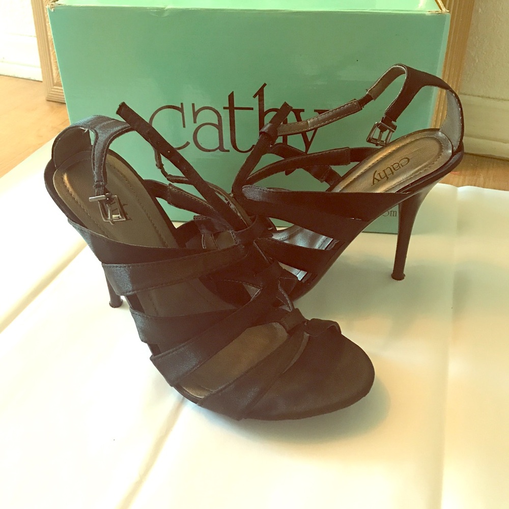 Cathy Jean Black Strappy Heels